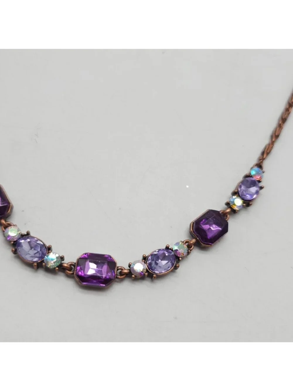 Avon Purple Amethyst Colored Collared Necklace Earrings Gift Set Nina Ricci